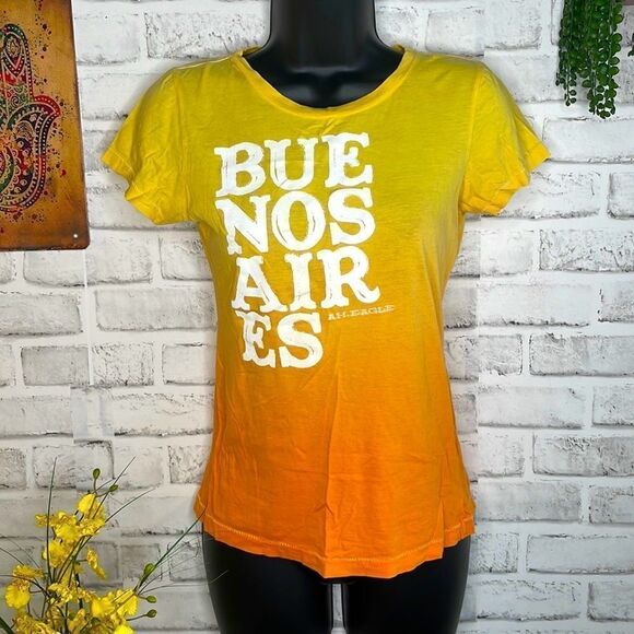 American Eagle Ombre “Buenos Aires” Shirt Top Hippie Boho size small - Picture 2 of 7